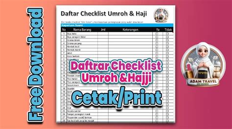 Download Checklist perlengkapan Keberangkatan Umroh atau Haji - Printechmax