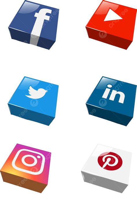 3d Logos Of Top Social Networking Sites Facebook Youtube Twitter Linkedin Instagram And ...