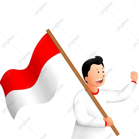 Pemuda Membawa Bendera Indonésie PNG , Bendera Indonesia, Bendera Merah Putih, Pegang Bendera ...