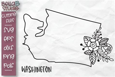 Washington State SVG, Washington Floral State Map SVG file