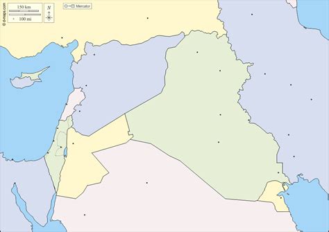 Middle East free map, free blank map, free outline map, free base map states, main cities, color