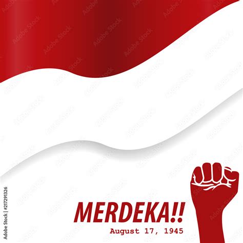 Merdeka 17 Agustus indonesia independence day flag and hand illustration concept card Stock ...