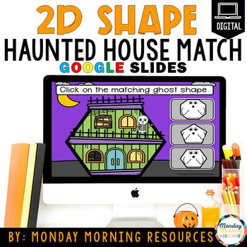 Halloween Math 2D Shape Match Haunted House and Ghost Google Slides Activity