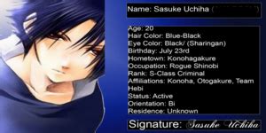 Naruto ID Cards- Sasuke Uchiha by MadamBlackButterfly on DeviantArt