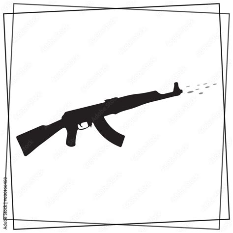 Ak47 Silhouette, cute Ak47 Vector Silhouette, Cute Ak47 cartoon ...