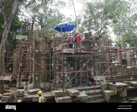 Angkor Wat building temple restoration Stock Photo - Alamy