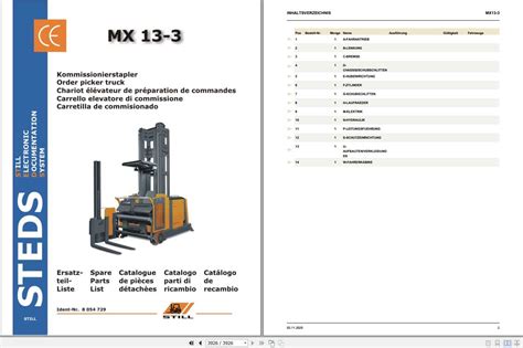 Still Order Picker Truck MX 13-3 Spare Parts List DE | Auto Repair ...