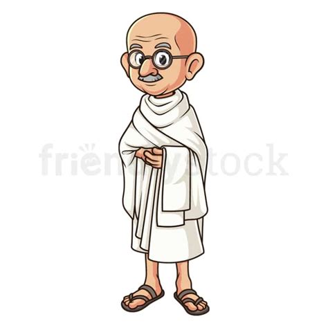 Cartoon Mahatma Gandhi Vector Clip Art Illustration - FriendlyStock