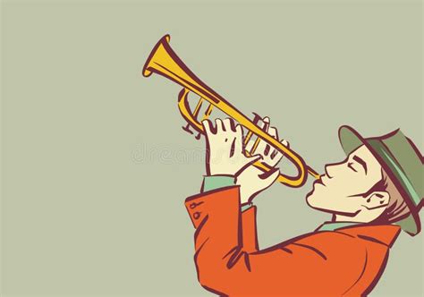 Vector Trumpet Player, Cartoon Style Isolated Illustration Stock ...