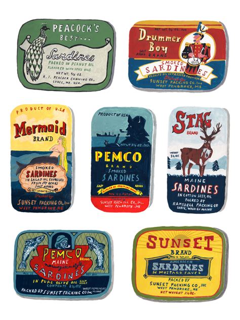 Sardine Cans - vintage labels illustration | Etiquetas de época