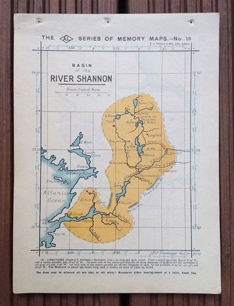 Map of the River Shannon | Etsy | Vintage school map, Vintage maps ...