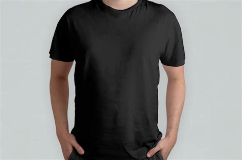 Free Photo | Isolated black t-shirt model, front view