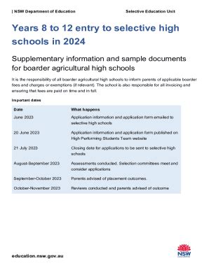 Fillable Online Selective high schools Years 8 to 12 application information Fax Email Print ...