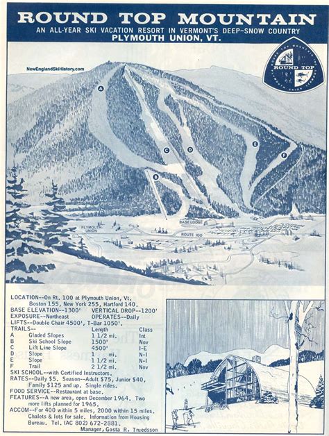 1964-65 Roundtop Mountain Trail Map - New England Ski Map Database - NewEnglandSkiHistory.com