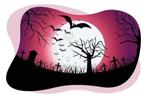 Halloween graveyard scene vector illustration 15465844 Vector Art at ...