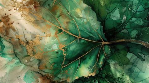 Premium Photo | Generative AI Abstract watercolor green leaf veins Drawn poster design with ...