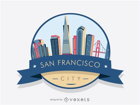 San Francisco Badge Skyline Vector Download