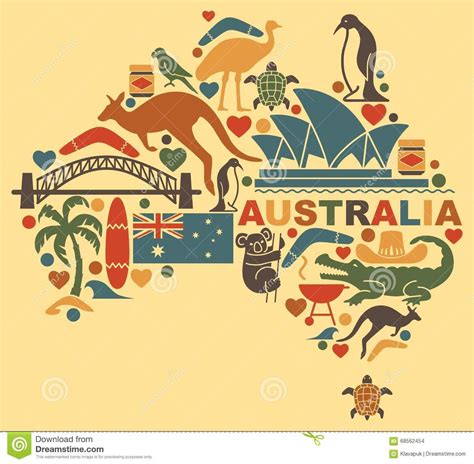 Australian Icons In The Form Of A Map - Download From Over 58 Million ...