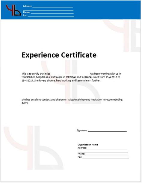 Work Experience Certificate Templates - (4 Free Templates) - Word Templates for Free Download ...