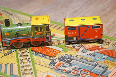 Vintage 1940s Marke Technofix Tin Litho Wind Up Toy Train Set | Etsy