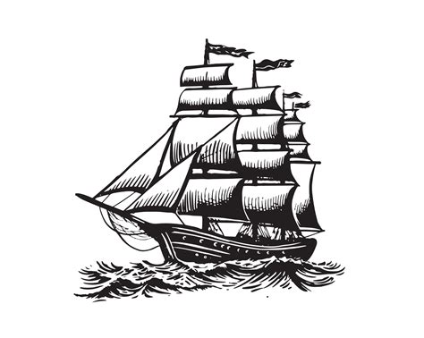 Sailing ship sketch, hand drawn illustrations. Vector. 25797752 Vector ...