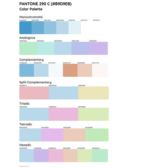 PANTONE 290 C color palettes - colorxs.com