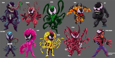 Chibi Symbiotes by HellraptorStudios on DeviantArt | Spiderman art, Spider art