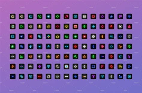 Neon - 100 iOS 14 App Icons | Iphone app layout, App icon, App