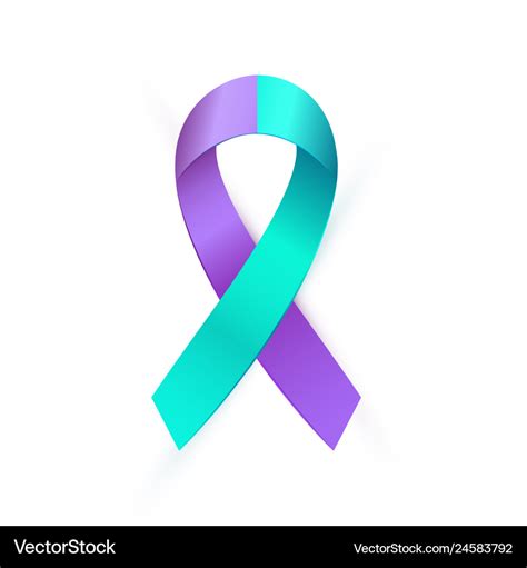 3d purple blue ribbon for suicide prevention Vector Image