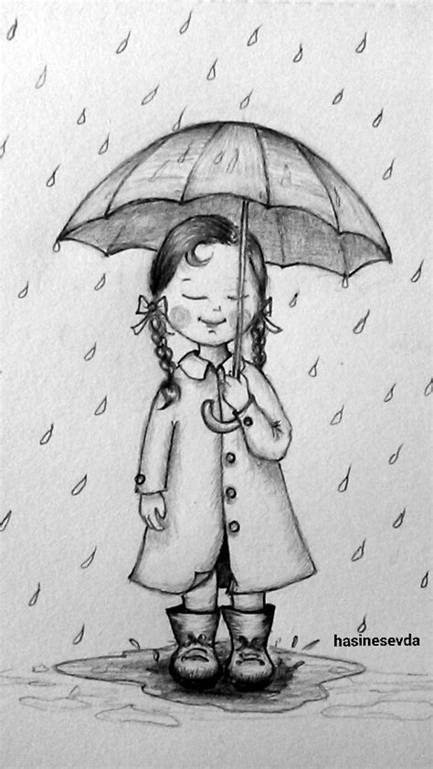 Happiness. ....rain love. ....... | Umbrella art, Rainy day drawing, Rain art