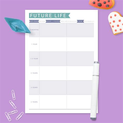 Personal Life Goals Plan - Colored Design Template - Printable PDF