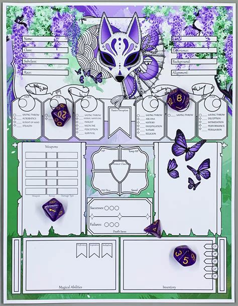 [Art] My DnD Character Sheet Creation the Feywild Kitsune Set : r/DnD