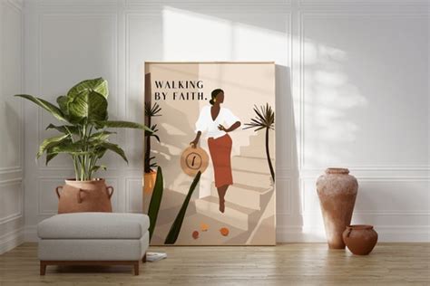 Walking by Faith Black Illustration Poster Printed & Shipped - Etsy