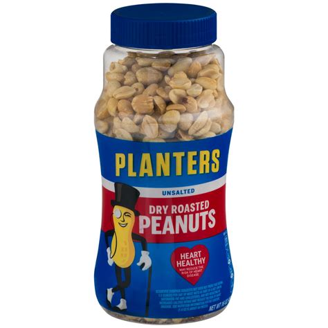 Planters Dry Roasted Peanuts, Unsalted, 16.0 oz Jar (Pack of 4 ...