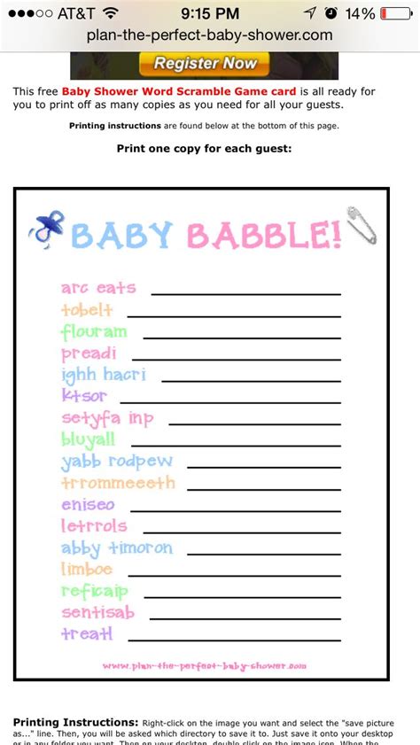 baby babble game printable