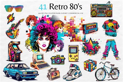 80s Retro Neon ClipArt Bundle Graphic by Y watercolor Studio · Creative ...