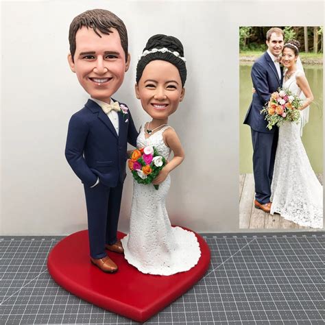 Custom Wedding Bobbleheads for Couple, Custom Wedding Cake Toppers Bobbleheads, Custom Groom and ...