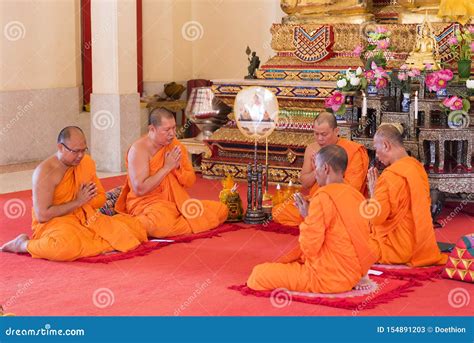 Phuket, Thailand, 04/19/2019 - Group of Buddhist Monks Praying Together at the Chalong Temple ...