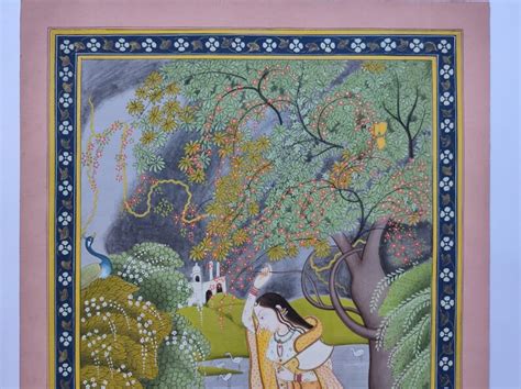 Indian Miniature Kangra Pahari Nayika Original Painting ,pahari Painting, Traditional Painting ...