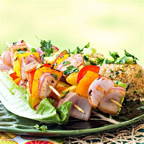 Hawaiian Pineapple Ham Skewers with Sweet and Hot Pineapple Rice