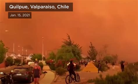 Apocalyptic fires in Chile turn sky red in videos and pictures ...