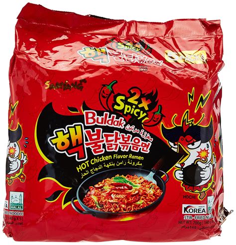 Buy SAMYANG Spicy Hot (2x Spicy) Chicken Flavour Ramen Noodles, Pack of 5 Online at ...