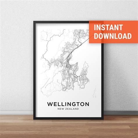 Wellington Map Print Wellington Map Download City Map | Etsy