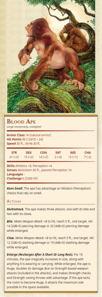 Blood Ape Large monstrosity, unaligned Armor Class 14 (natural armor ...