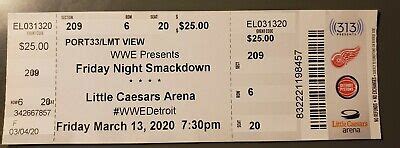 Rare WWE ticket stub Smackdown 3/13/20 Detroit, MI 1st cancelled ...