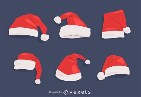 Christmas Santa Hat Illustrations Set Vector Download