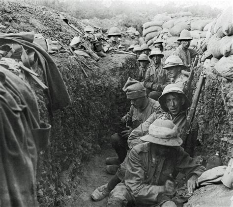 Men of the Royal Irish Fusiliers in a trench during the Battle of ...