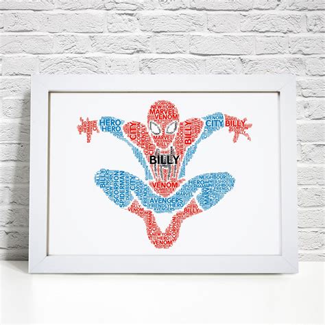 Personalised Spiderman Print Custom Word Wall Art Poster | Etsy