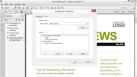 Link Actions to Bookmarks in Acrobat XI- Tutorial