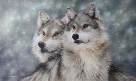 Winter Wolves Unique Art Nature Art Pair of Grey Wolves - Etsy